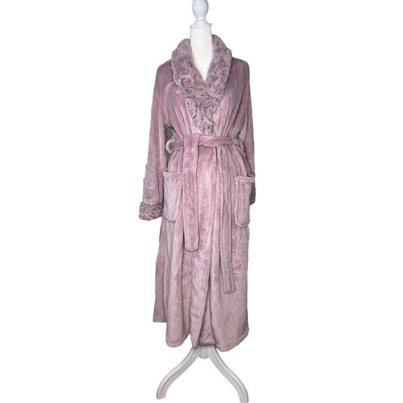 Wrap Around Luxury Robe Sz M Carole Hochman Soft And Warm Double Ties Pink - Picture 1 of 11